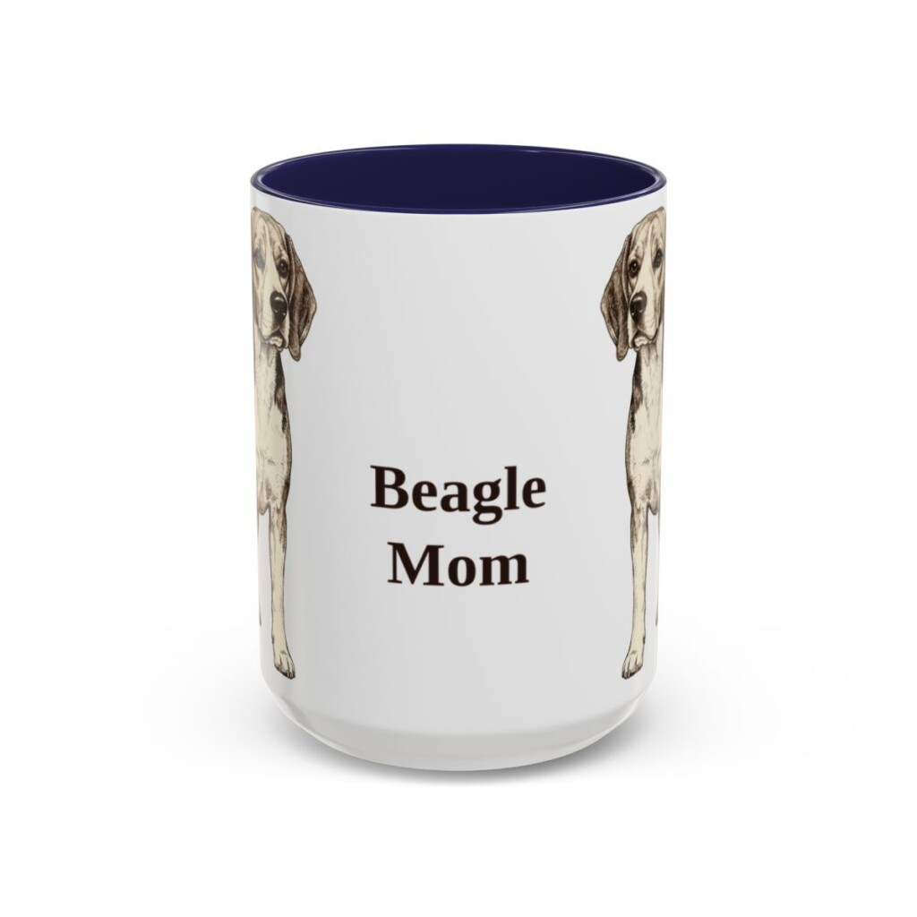 15oz Beagle Dog Mom Mug, Navy, front view