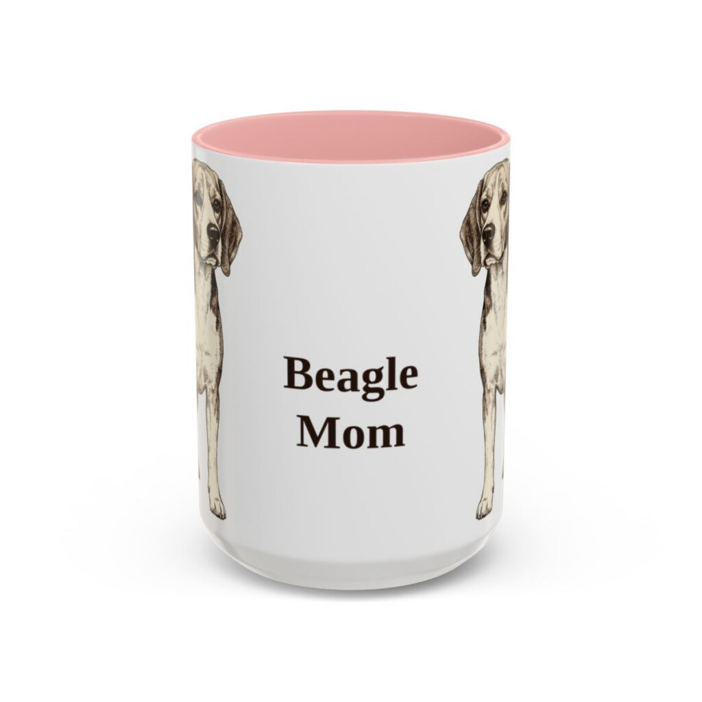 15oz Beagle Dog Mom Mug, Pink, front view