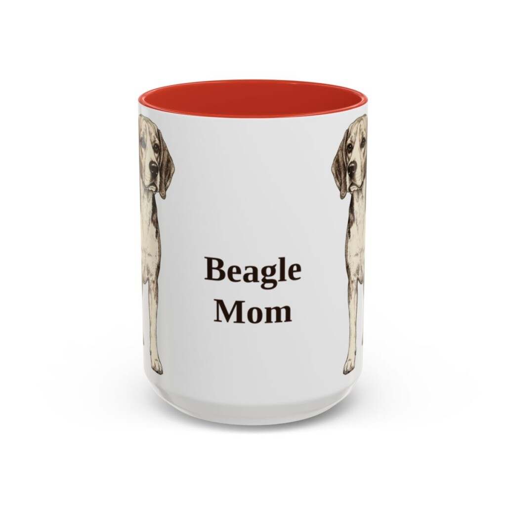 15oz Beagle Dog Mom Mug, Red, front view