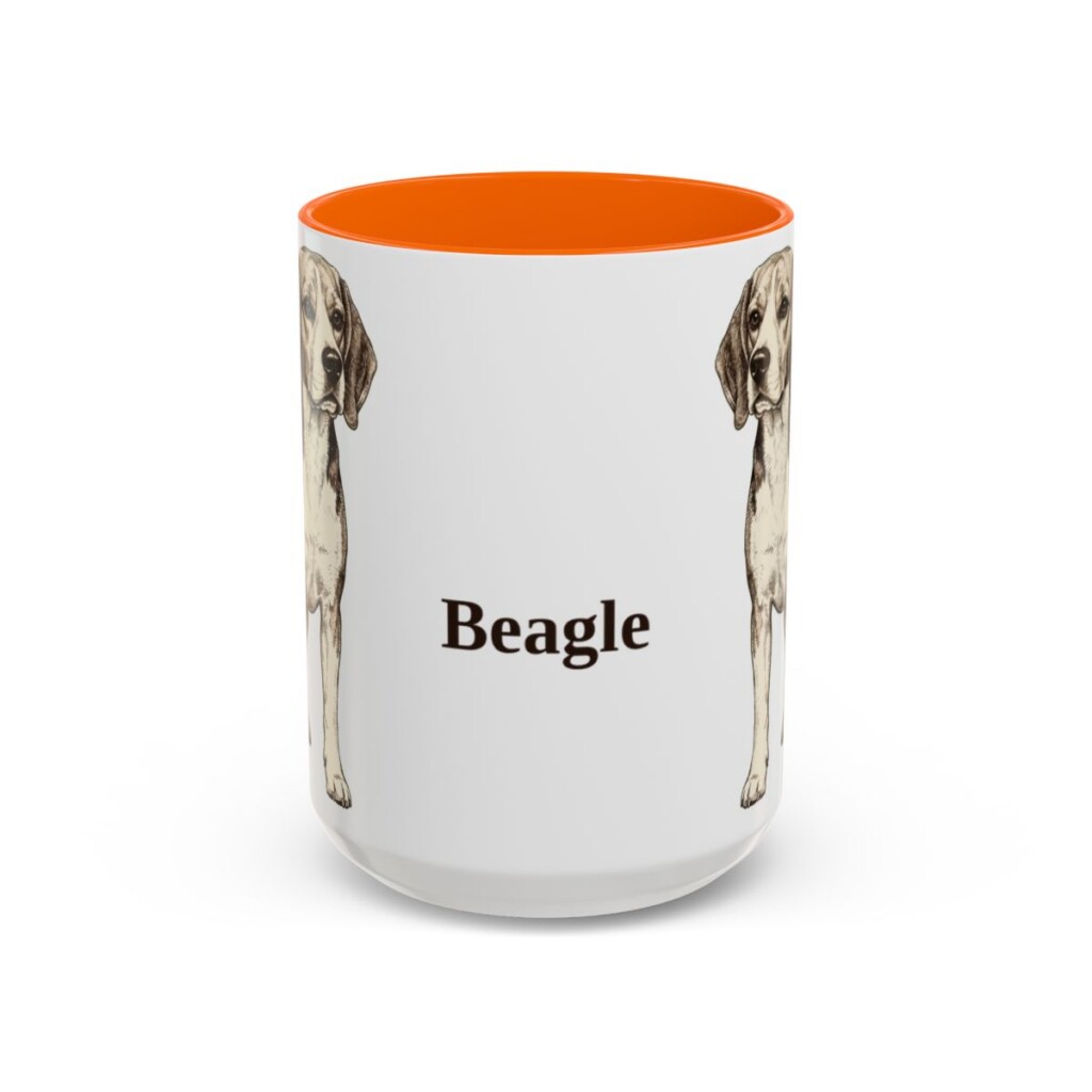 15oz Beagle Mug, Orange, front view