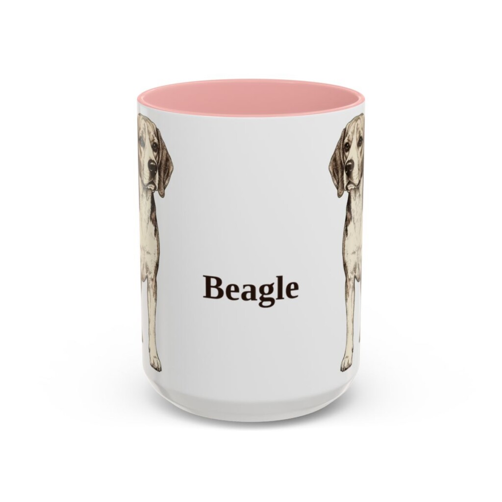15oz Beagle Mug, Pink, front view