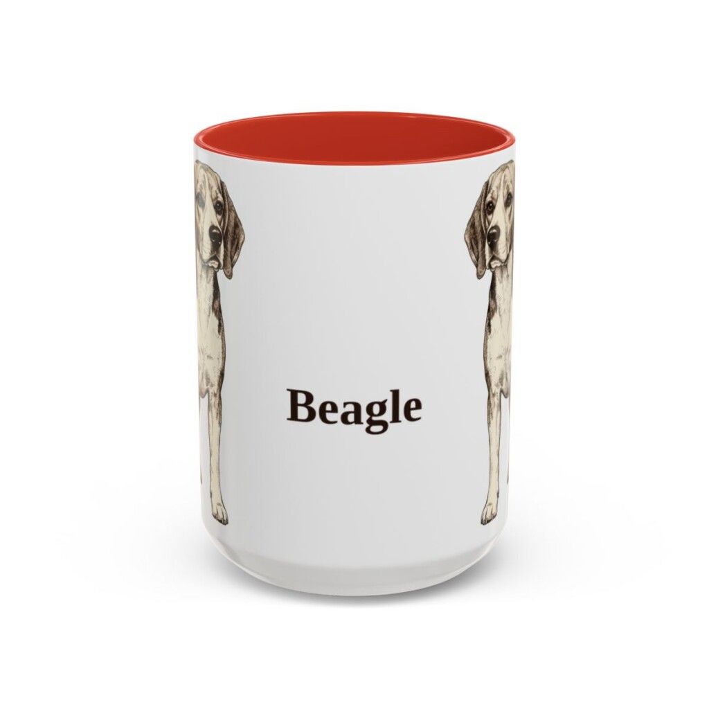 15oz Beagle Mug, Red, front view