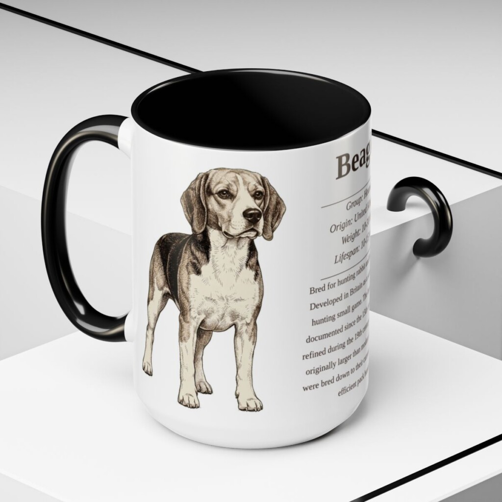 15oz Beagle Mug, Black, lifestyle photo