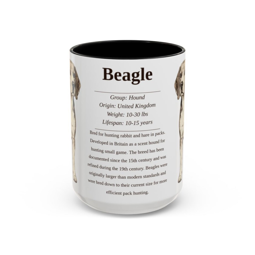 15oz Beagle Mug, Black, front view
