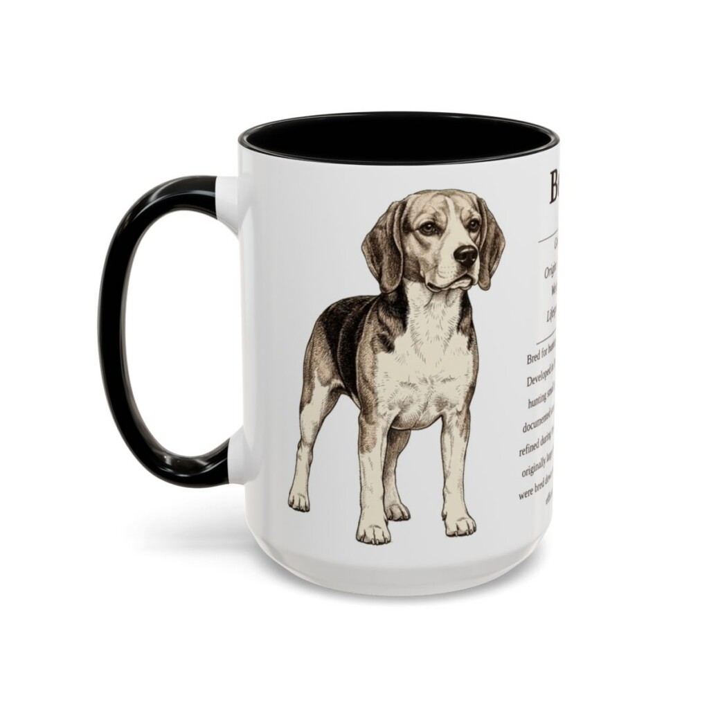 15oz Beagle Mug, Black, left side view