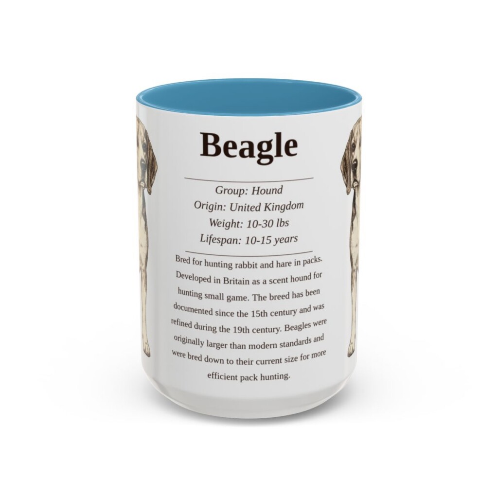 15oz Beagle Mug, Light Blue, front view