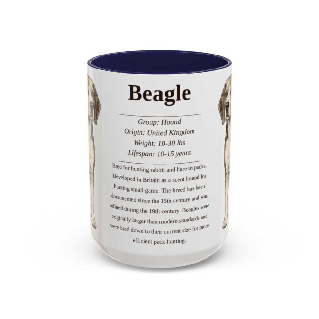 15oz Beagle Mug, Navy, front view