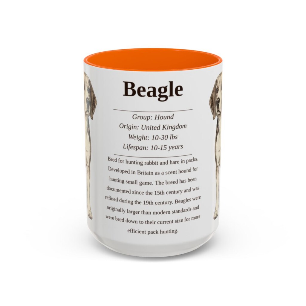 15oz Beagle Mug, Orange, front view