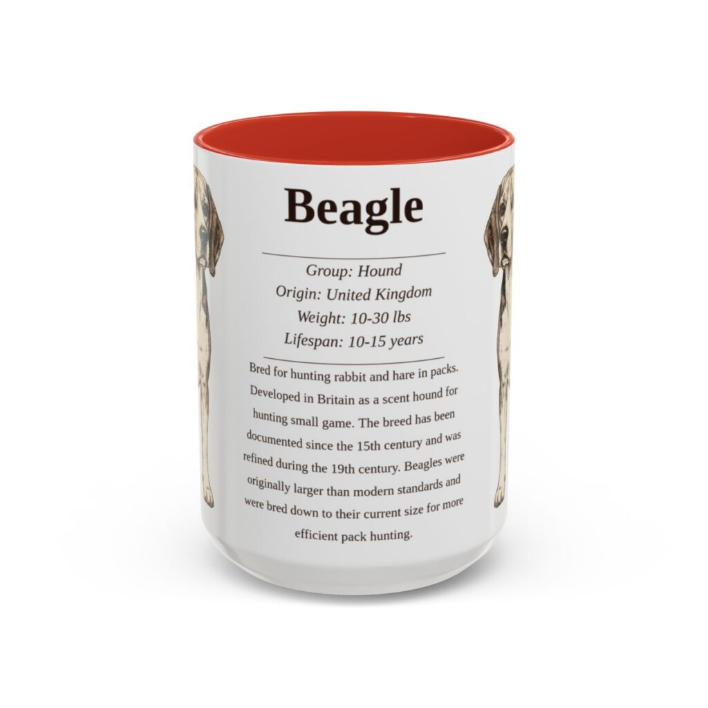 15oz Beagle Mug, Red, front view