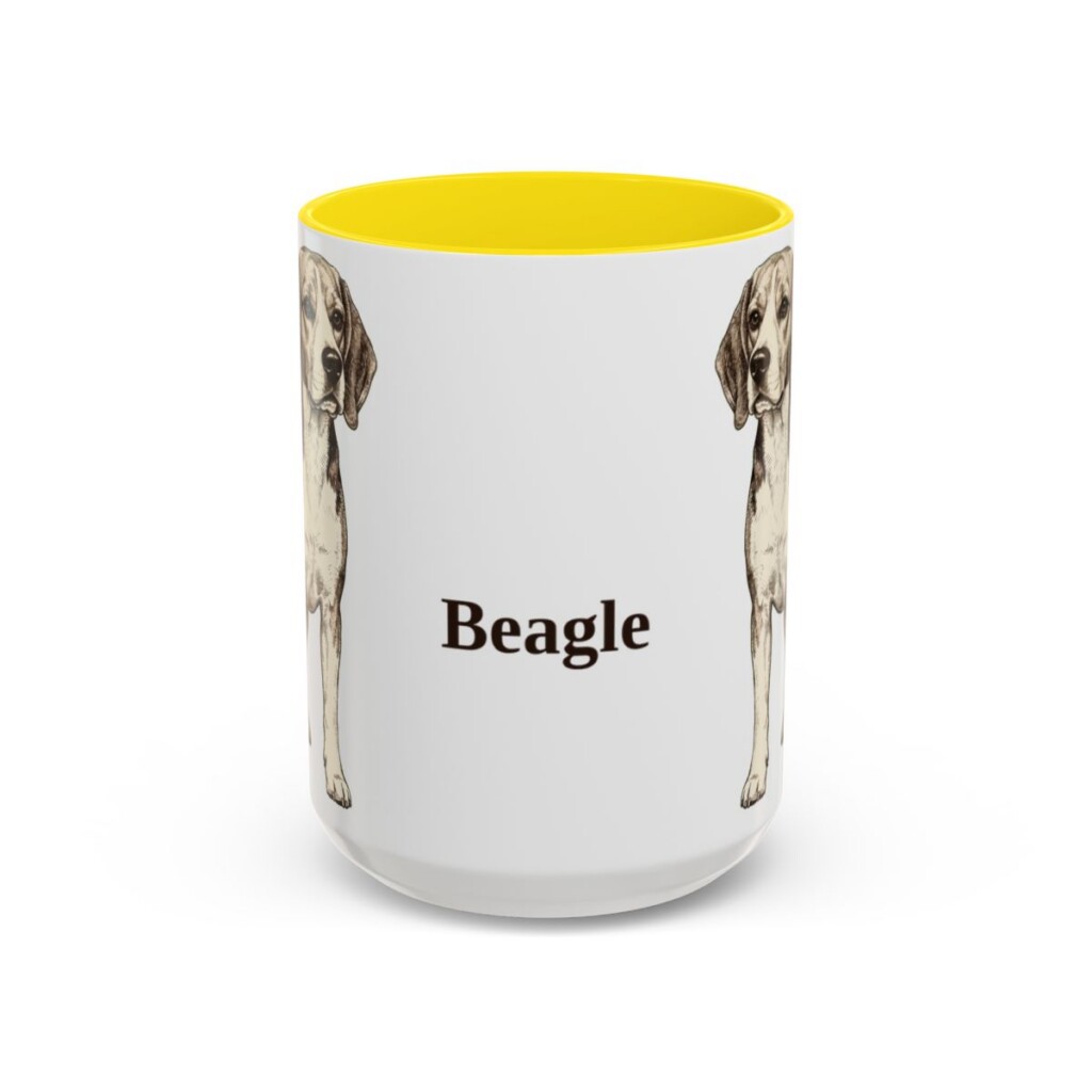 15oz Beagle Mug, Yellow, front view