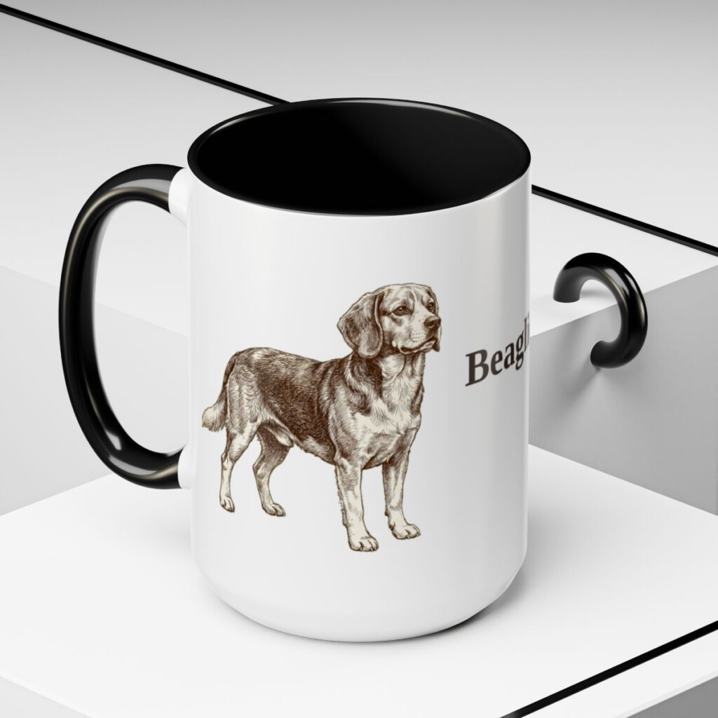 15oz Beaglier Mug, Black, lifestyle photo