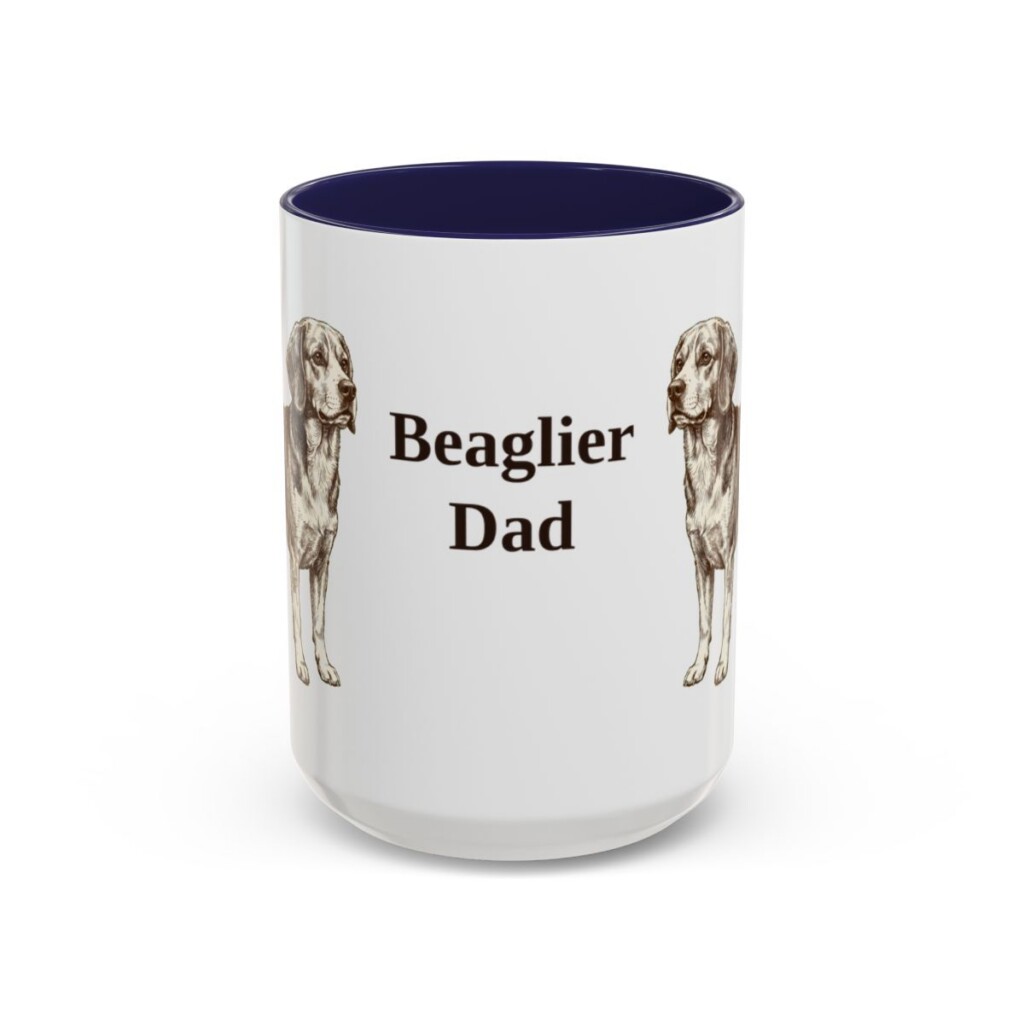15oz Beaglier Dog Dad Mug, Navy, front view