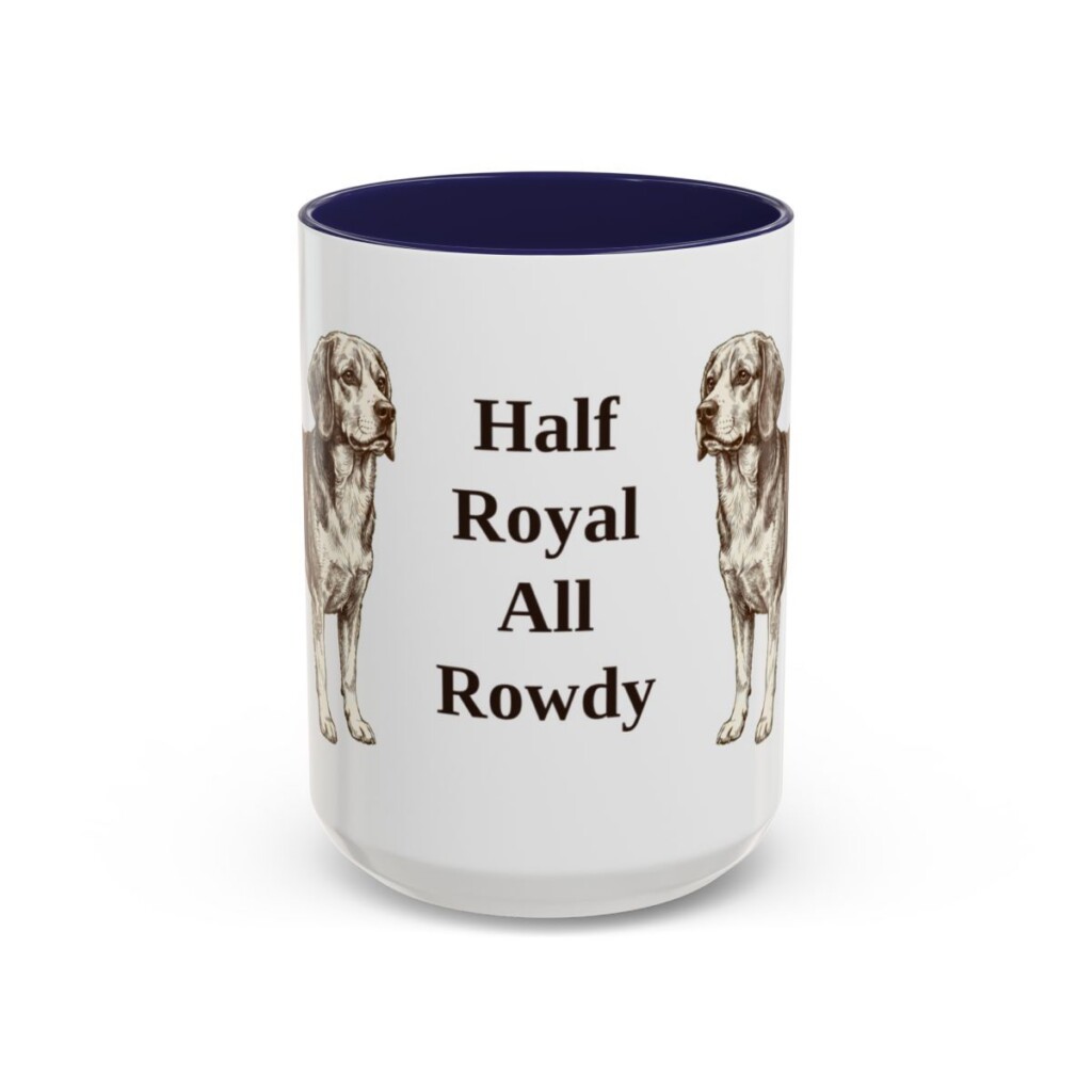 15oz Funny Beaglier Mug, Navy, front view