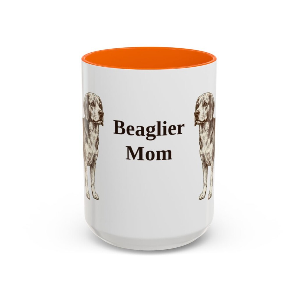 15oz-beaglier-mug-mom-orange 15oz Beaglier Dog Mom Mug, Orange, front view