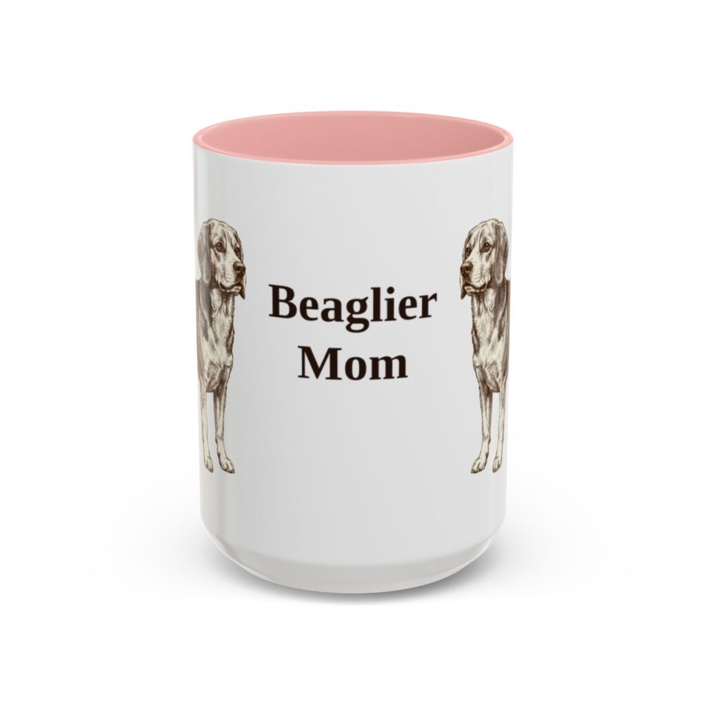 15oz-beaglier-mug-mom-pink 15oz Beaglier Dog Mom Mug, Pink, front view