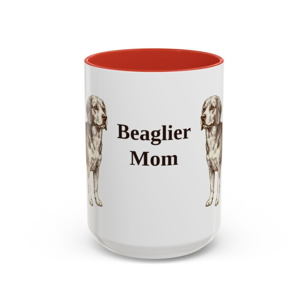15oz-beaglier-mug-mom-red 15oz Beaglier Dog Mom Mug, Red, front view