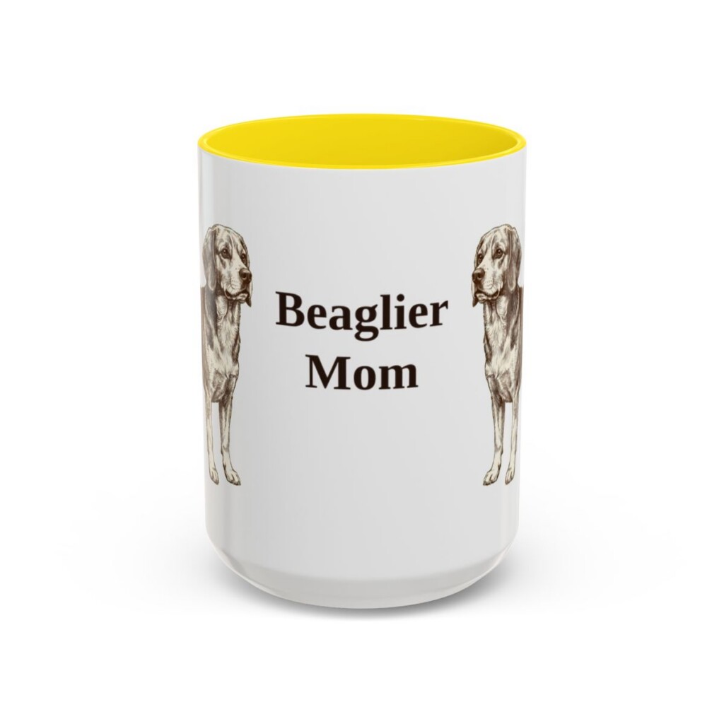 15oz-beaglier-mug-mom-yellow 15oz Beaglier Dog Mom Mug, Yellow, front view