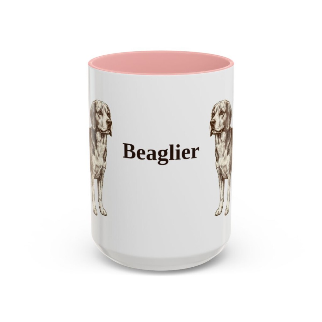 15oz Beaglier Mug, Pink, front view