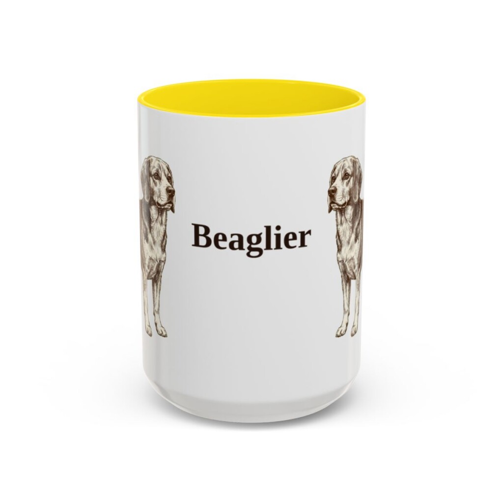 15oz Beaglier Mug, Yellow, front view
