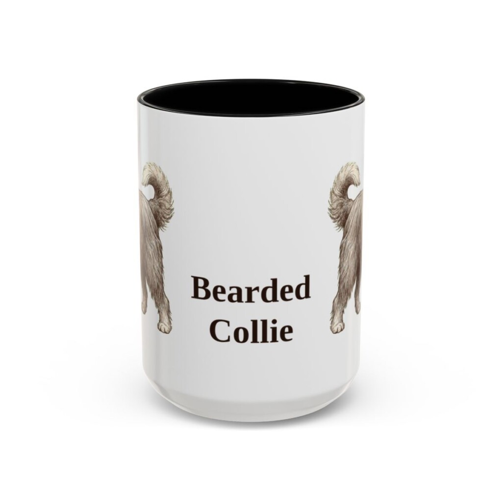 15oz Bearded Collie Mug, Black, front view
