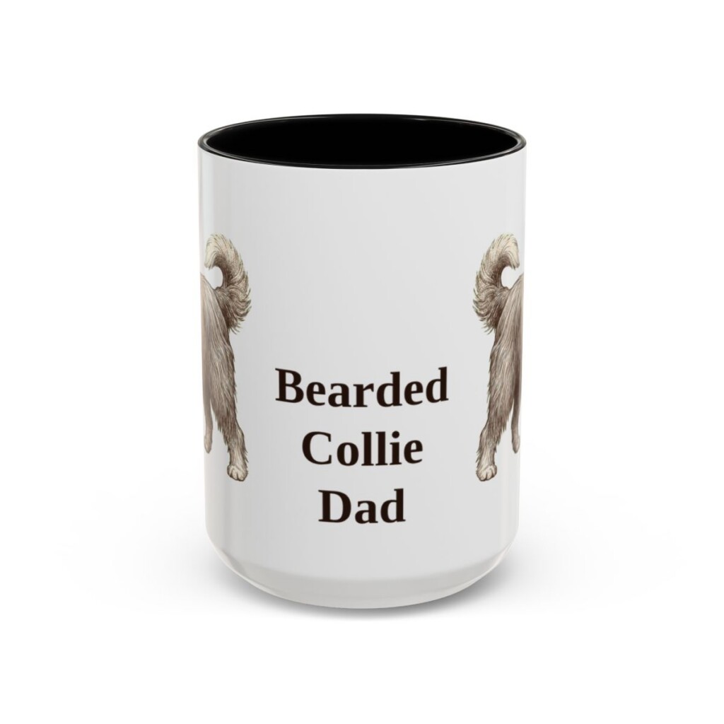 15oz Bearded Collie Dog Dad Mug, Black, front view