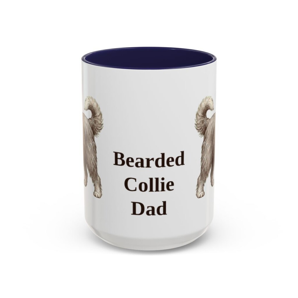 15oz Bearded Collie Dog Dad Mug, Navy, front view