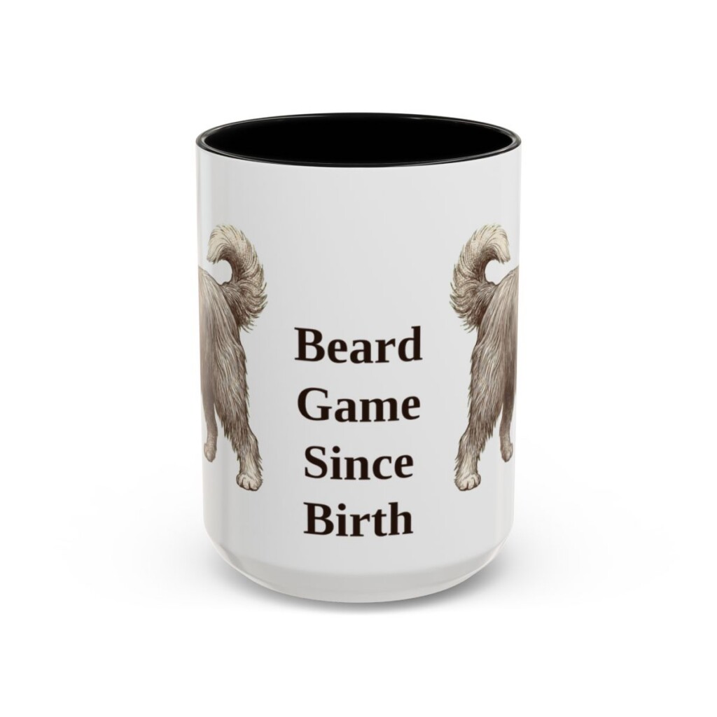 15oz-bearded-collie-mug-humor-black-front 15oz Funny Bearded Collie Mug, Black, front view