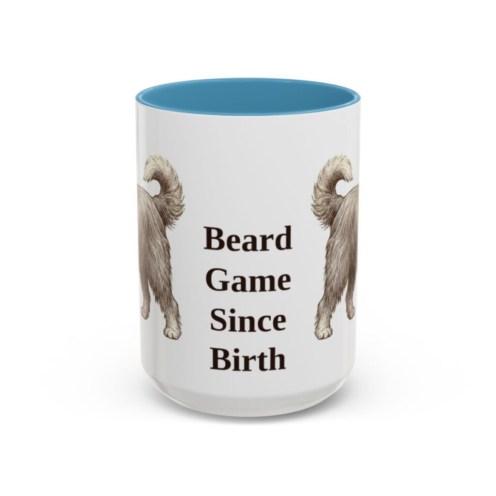 15oz-bearded-collie-mug-humor-light-blue 15oz Funny Bearded Collie Mug, Light Blue, front view