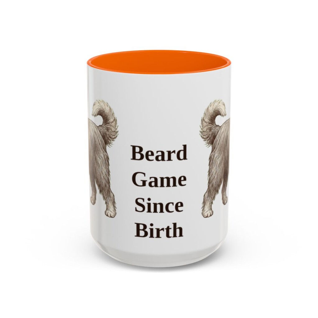 15oz-bearded-collie-mug-humor-orange 15oz Funny Bearded Collie Mug, Orange, front view