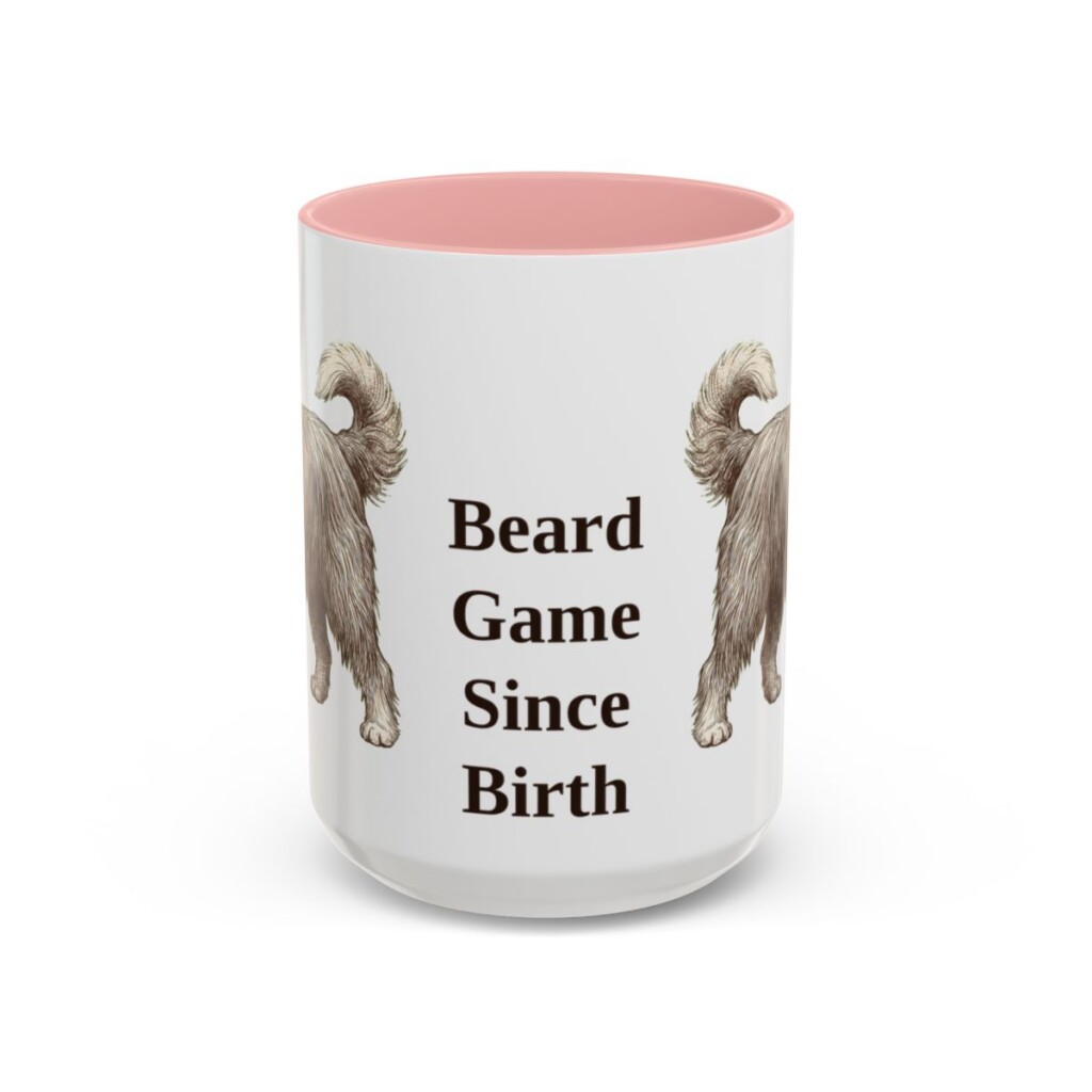 15oz-bearded-collie-mug-humor-pink 15oz Funny Bearded Collie Mug, Pink, front view