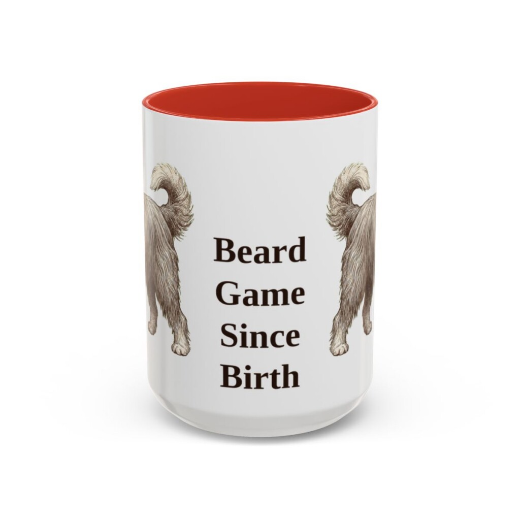 15oz-bearded-collie-mug-humor-red 15oz Funny Bearded Collie Mug, Red, front view