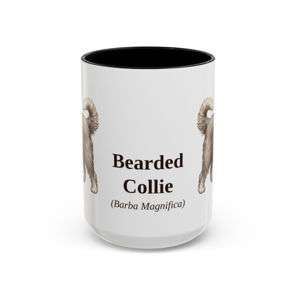 15oz-bearded-collie-mug-latin-black-front 15oz Bearded Collie Latin Mug, Black, front view