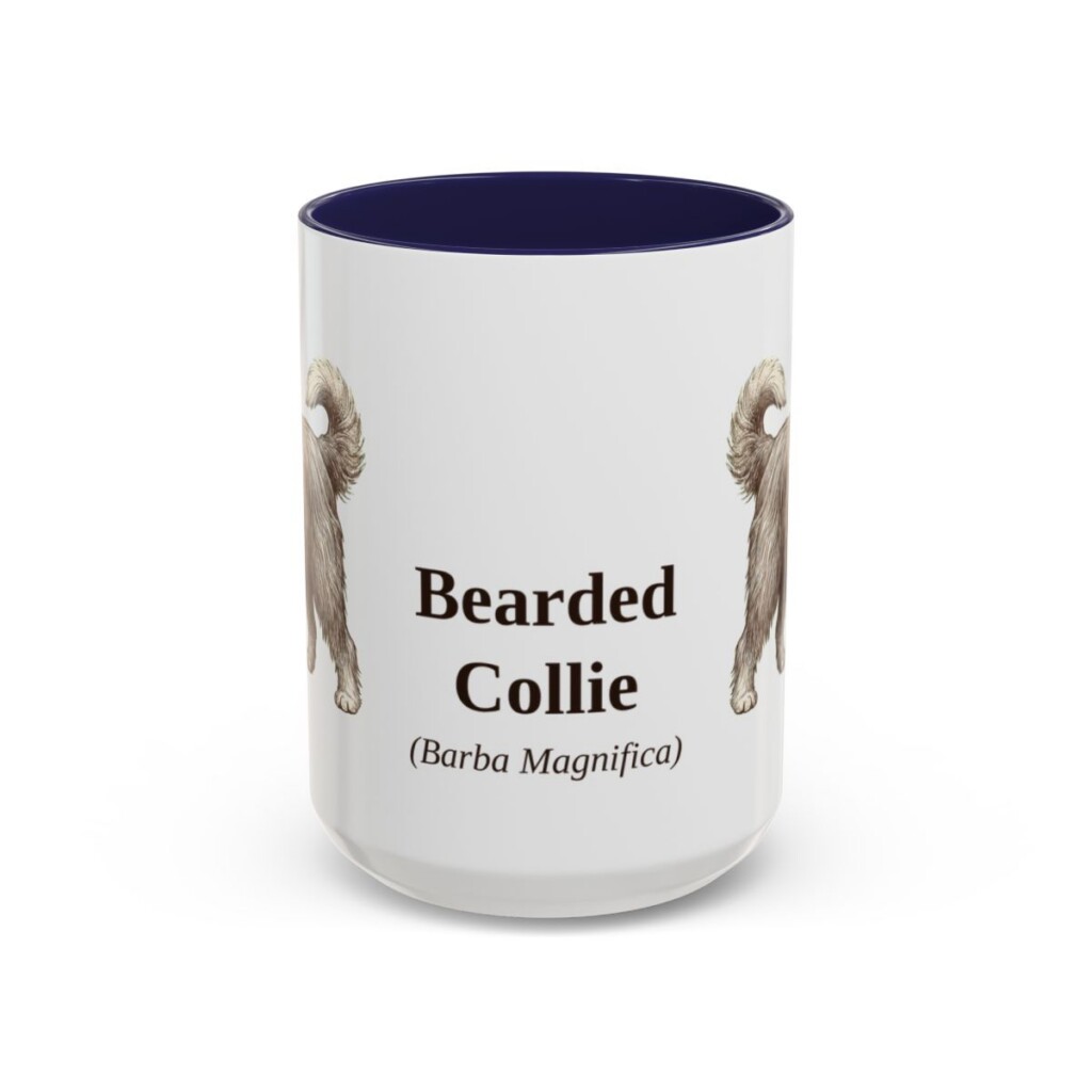 15oz-bearded-collie-mug-latin-navy 15oz Bearded Collie Latin Mug, Navy, front view
