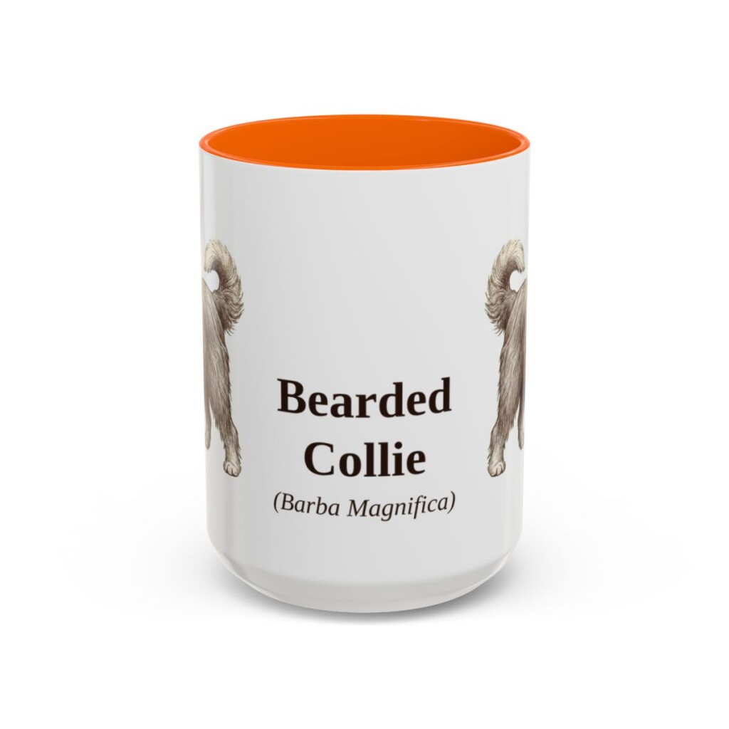 15oz-bearded-collie-mug-latin-orange 15oz Bearded Collie Latin Mug, Orange, front view