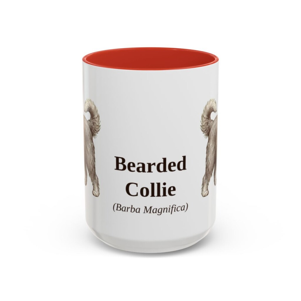 15oz-bearded-collie-mug-latin-red 15oz Bearded Collie Latin Mug, Red, front view