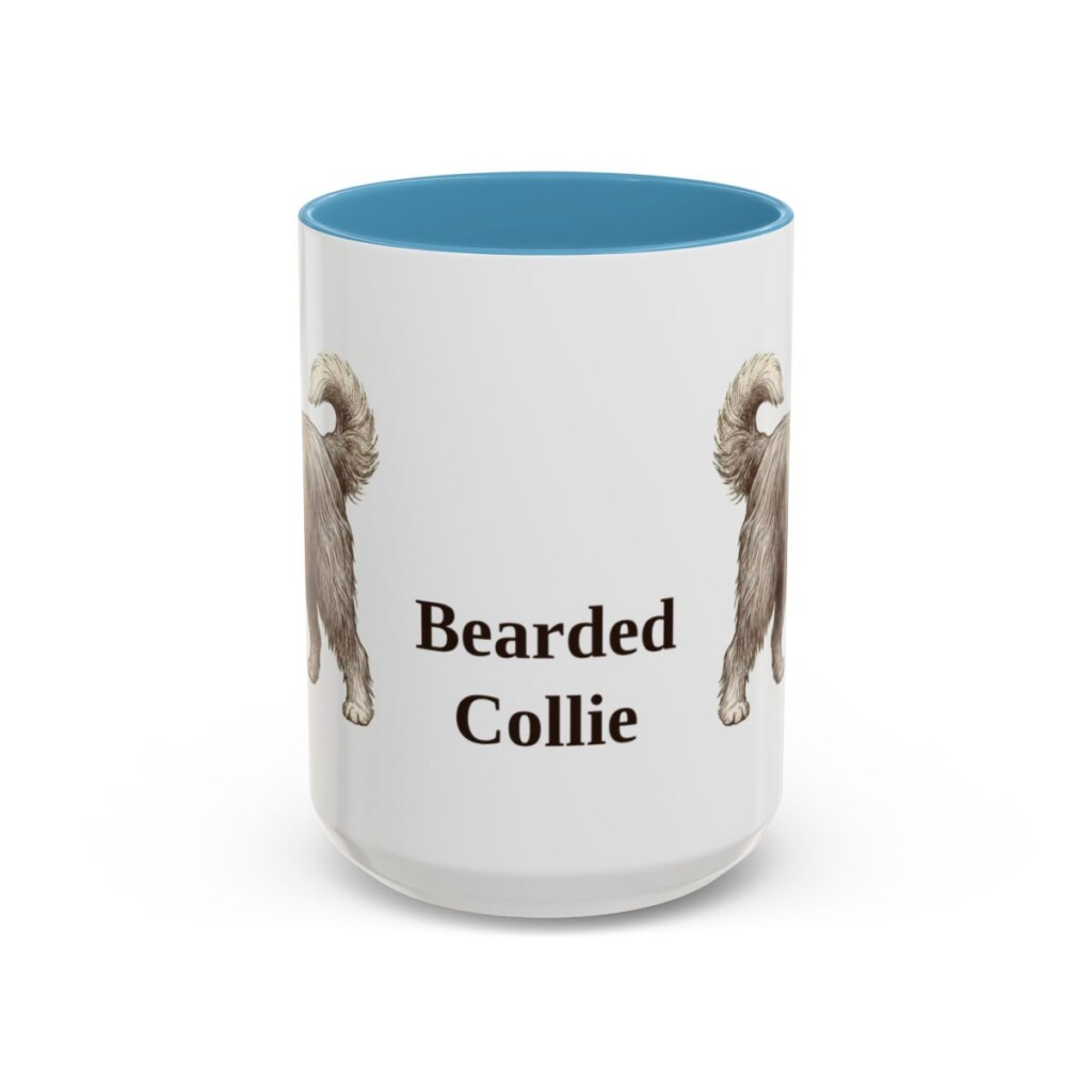 15oz Bearded Collie Mug, Light Blue, front view