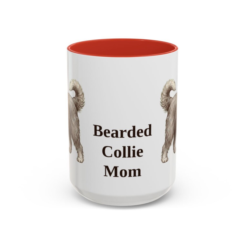 15oz-bearded-collie-mug-mom-red 15oz Bearded Collie Dog Mom Mug, Red, front view