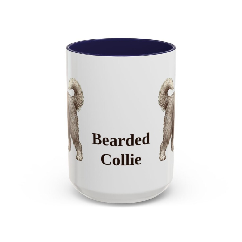15oz Bearded Collie Mug, Navy, front view