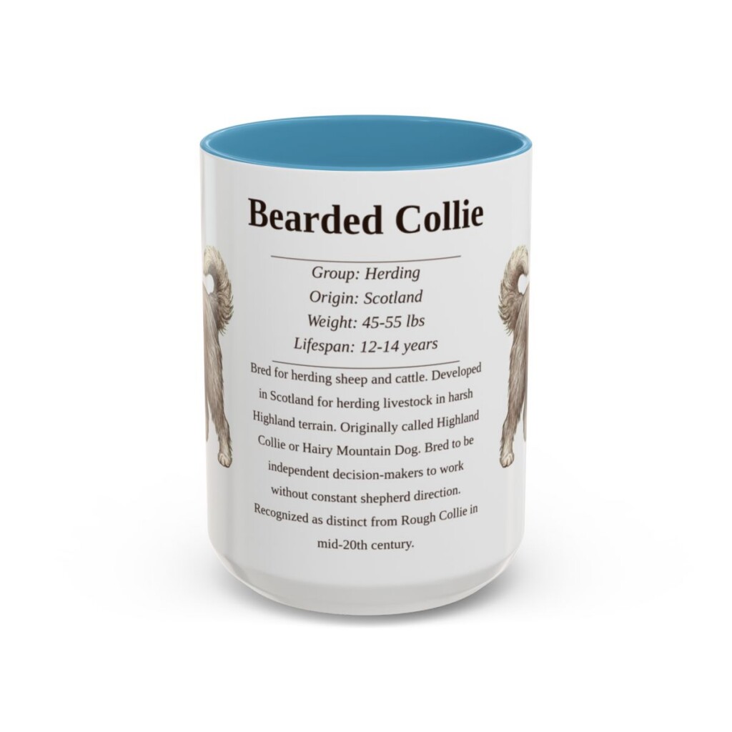 15oz-bearded-collie-mug-writeup-light-blue 15oz Bearded Collie Mug, Light Blue, front view