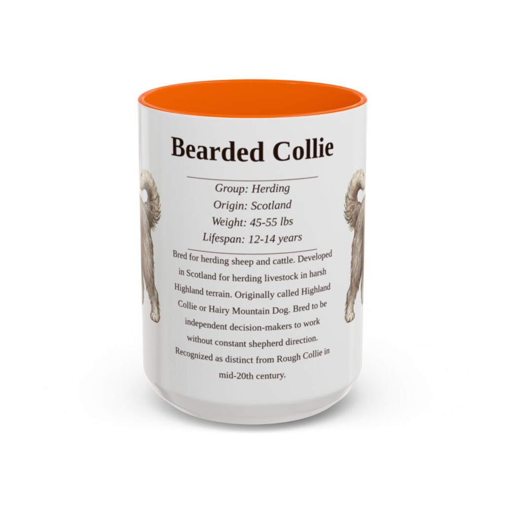 15oz-bearded-collie-mug-writeup-orange 15oz Bearded Collie Mug, Orange, front view