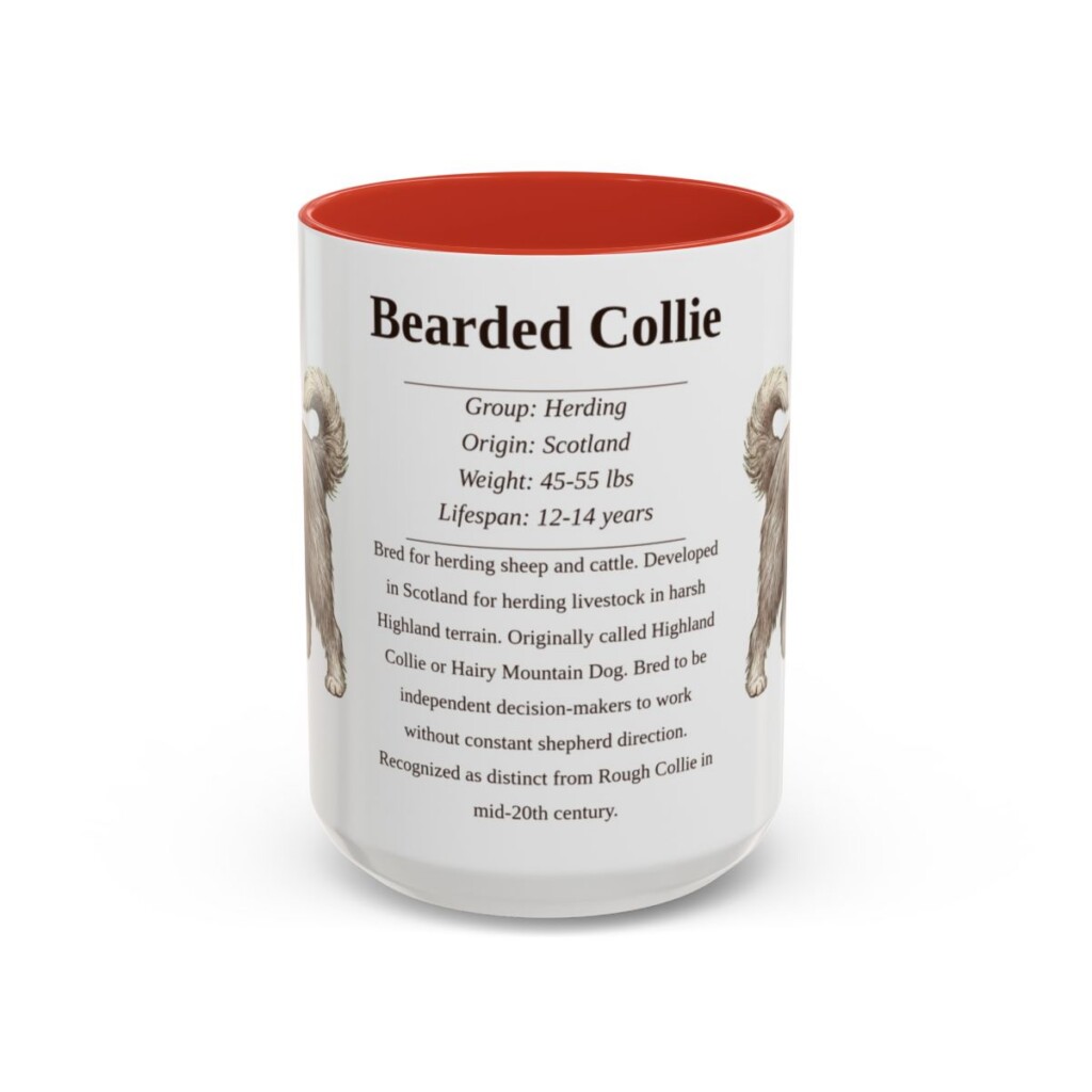15oz-bearded-collie-mug-writeup-red 15oz Bearded Collie Mug, Red, front view