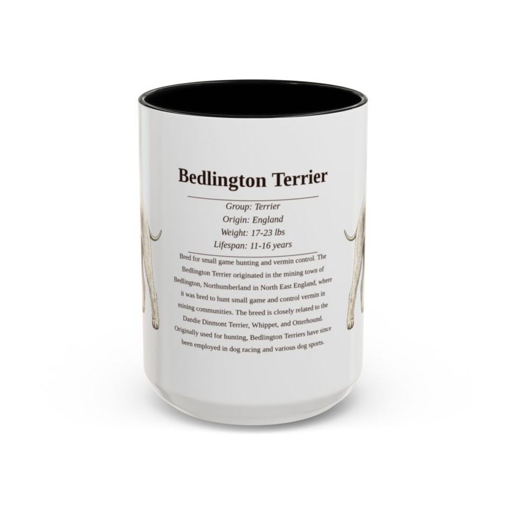 15oz-bedlington-terrier-mug-writeup-black-front 15oz Bedlington Terrier Mug, Black, front view