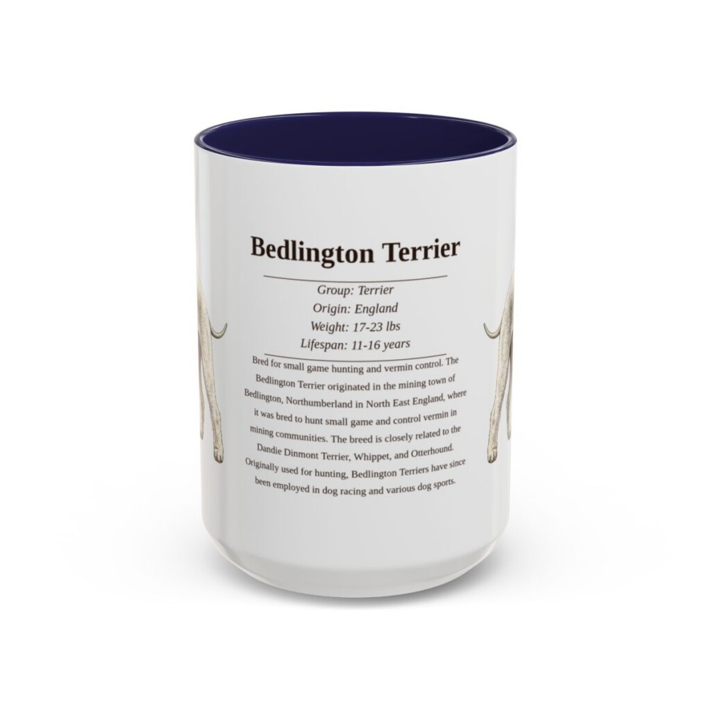 15oz-bedlington-terrier-mug-writeup-navy 15oz Bedlington Terrier Mug, Navy, front view