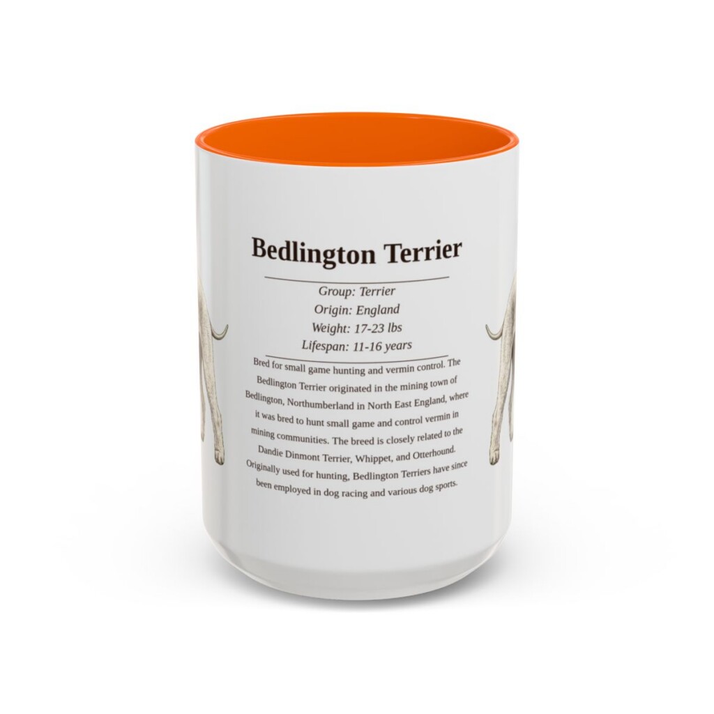 15oz-bedlington-terrier-mug-writeup-orange 15oz Bedlington Terrier Mug, Orange, front view