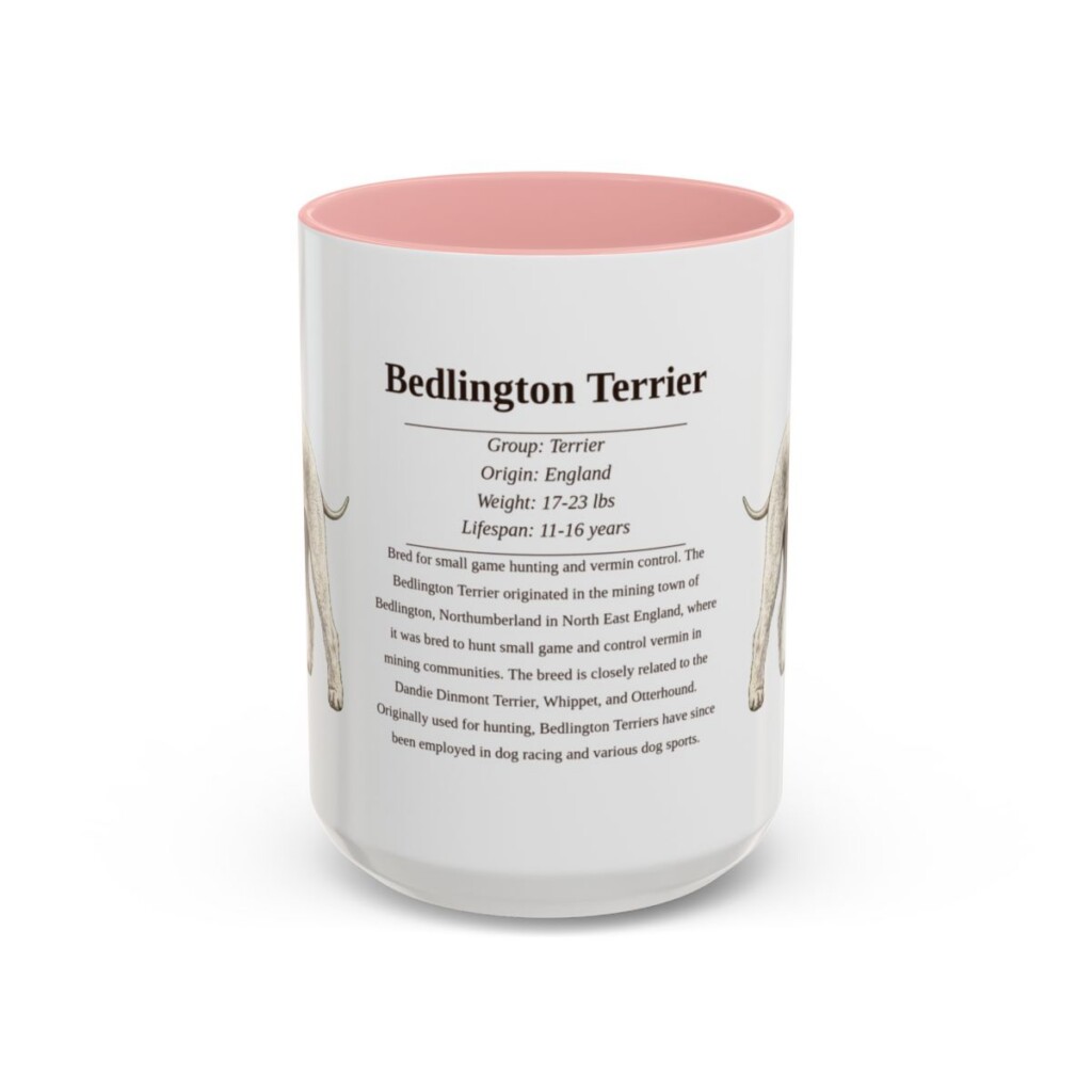 15oz-bedlington-terrier-mug-writeup-pink 15oz Bedlington Terrier Mug, Pink, front view