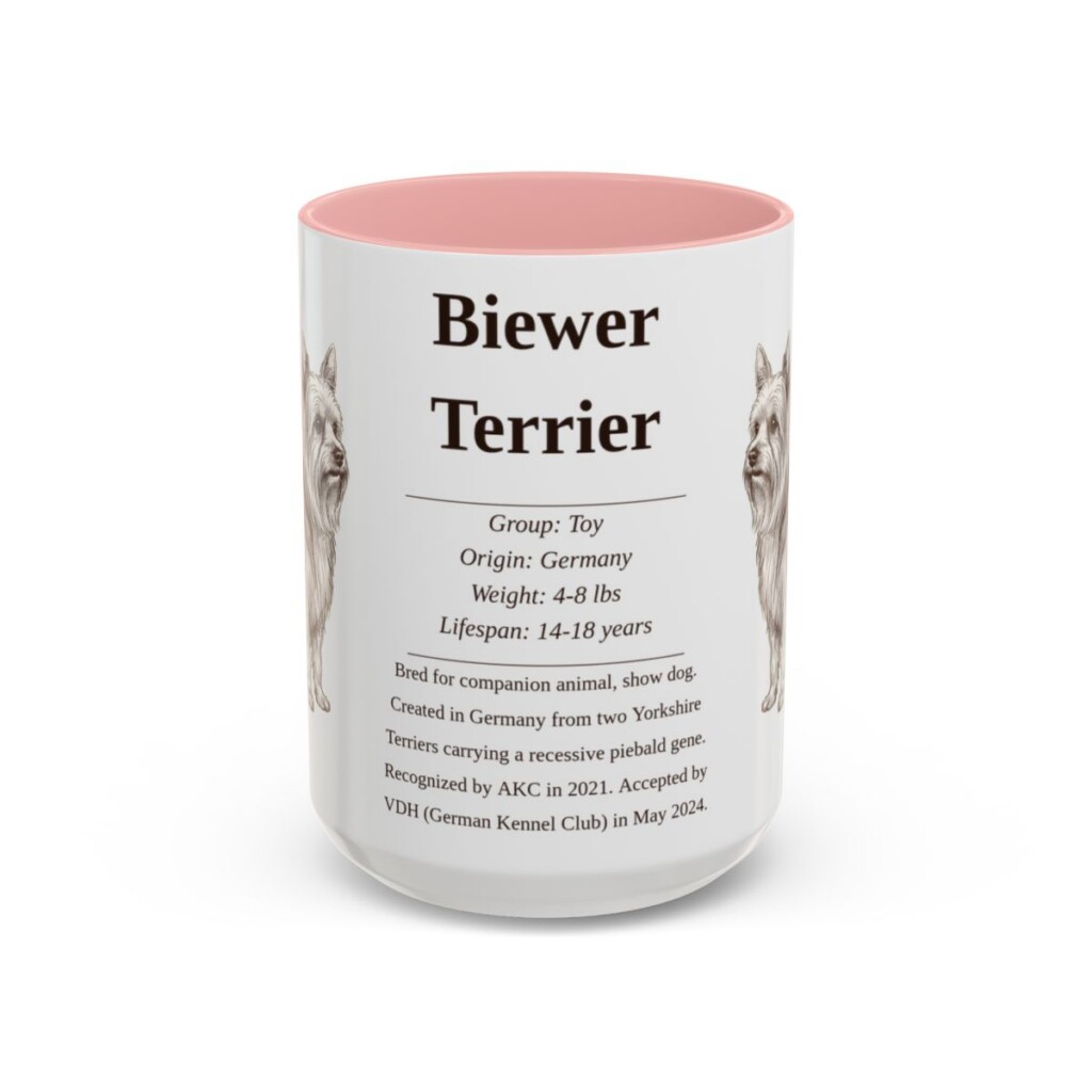 15oz Biewer Terrier Mug, Pink, front view