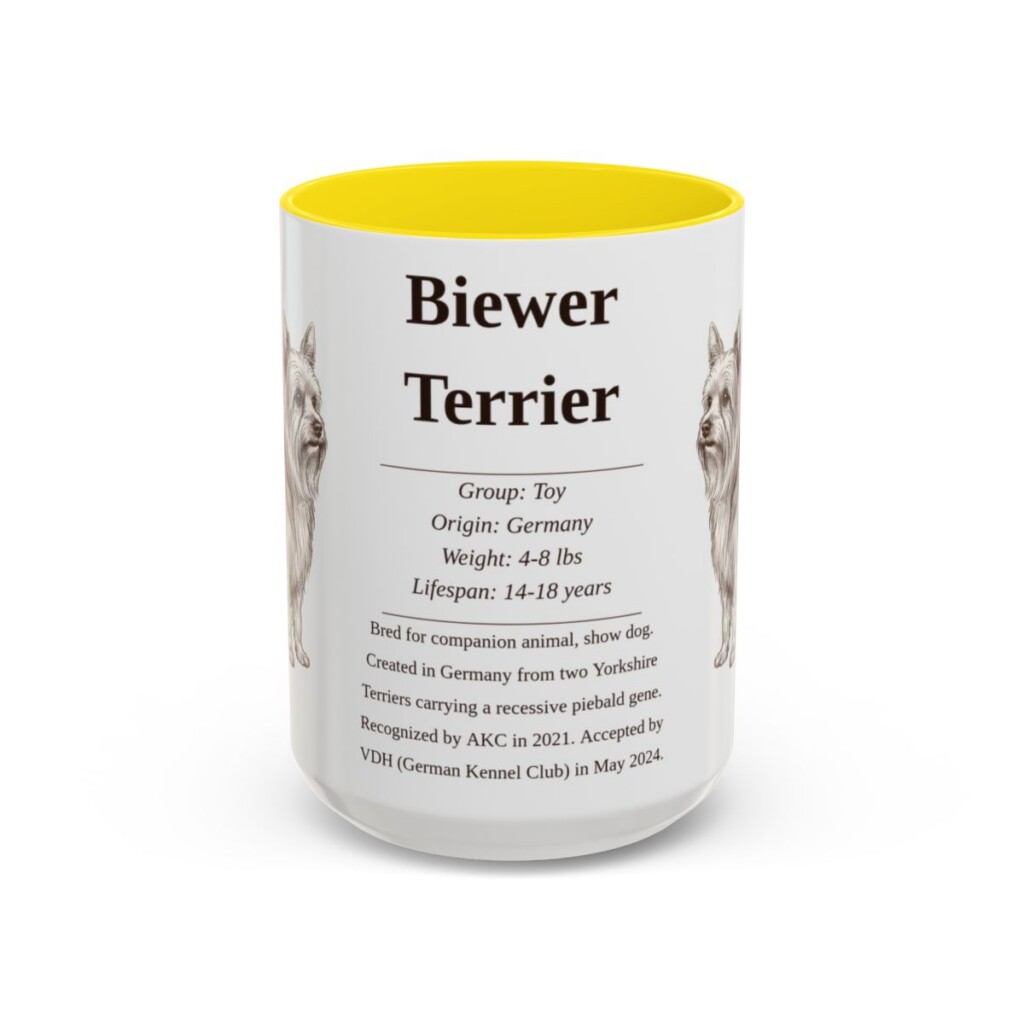 15oz Biewer Terrier Mug, Yellow, front view