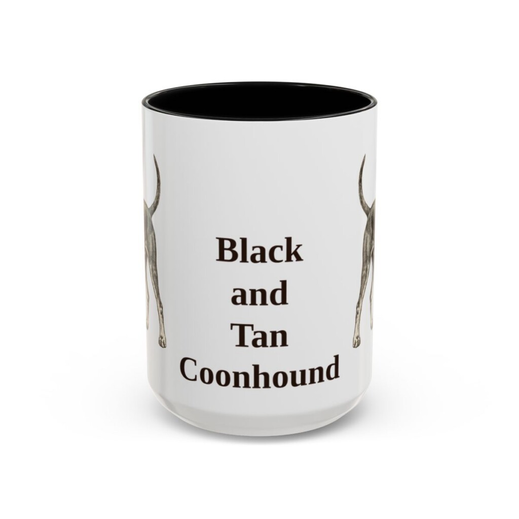 15oz Black and Tan Coonhound Mug, Black, front view
