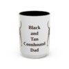 15oz Black and Tan Coonhound Dog Dad Mug, Black, front view