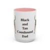 15oz Black and Tan Coonhound Dog Dad Mug, Pink, front view